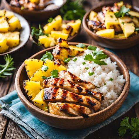 Grilled Chicken and Pineapple Bowls with Coconut Rice Recipe | Cheff ...
