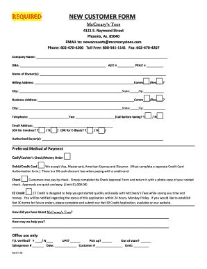 New Customer Form - Fill and Sign Printable Template Online