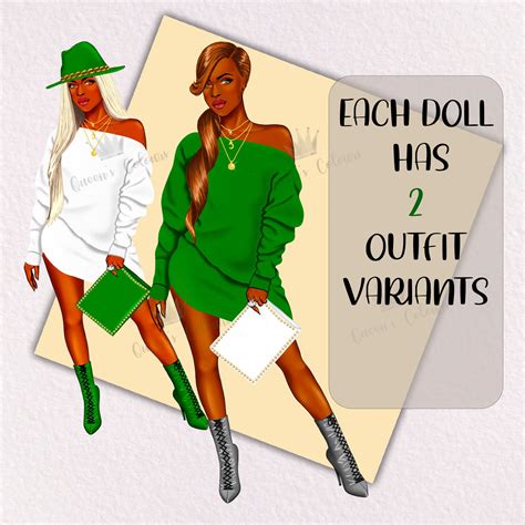 Sorority Girls Clipart Green and White Girls Sister Girls Clipart ...