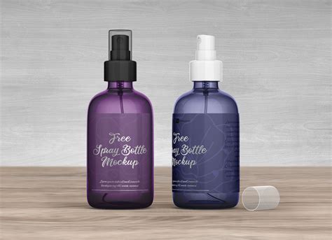 Free Glass Spray Bottle Mockup PSD Set - Free Package Mockup