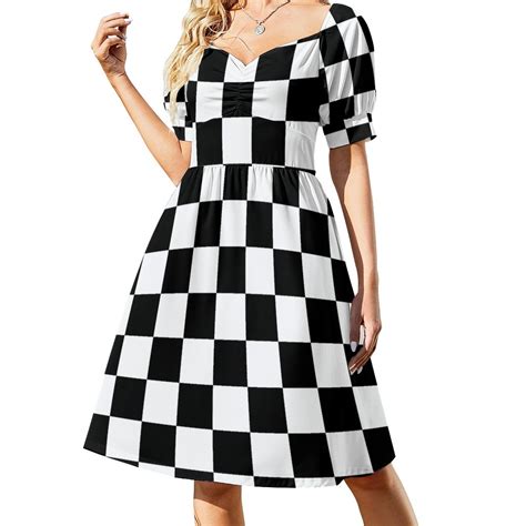 Black and White Squares Checkered Flag Dress Party dresses for women ...