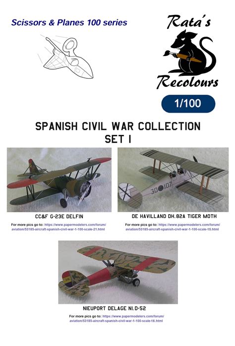 1/100 Spanish Civil War Aircraft Collection Set 1 Paper Model - EcardModels