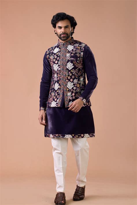 Nehru Jacket Kurta Set for Men – Royal Purple Ethnic Wear – Mahavir NX