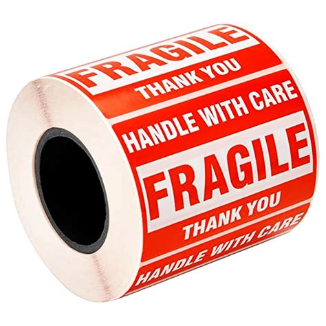 GLUN® Fragile Stickers Roll 60x40 mm, Paper Care Warning Stickers 300 ...