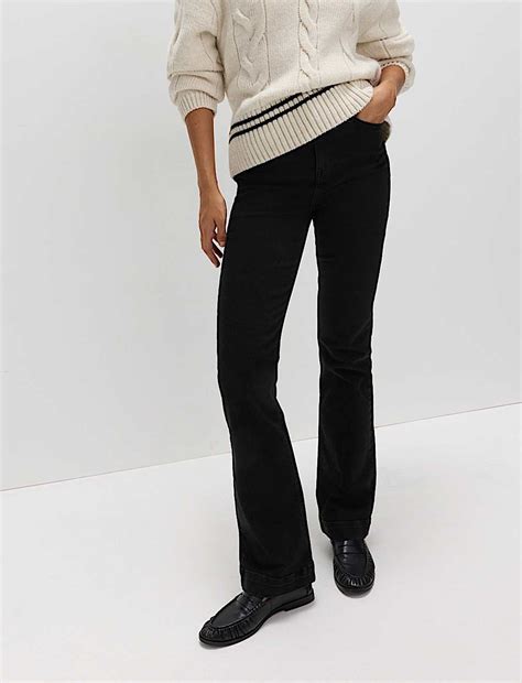 Buy High Waisted Crease Front Slim Flare Jeans at Marks & Spencer