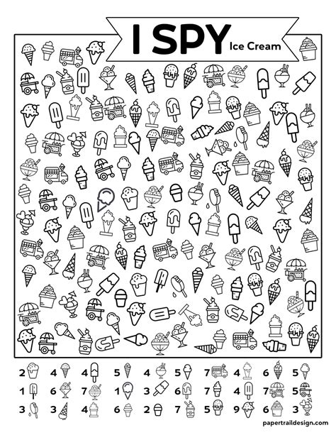 Free Printable I Spy Ice Cream Activity - Paper Trail Design