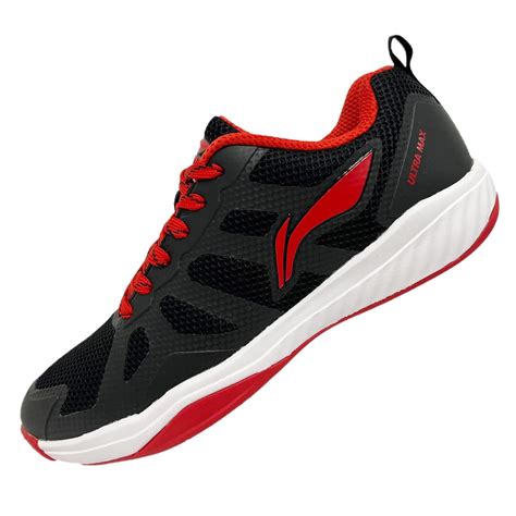 Li-Ning New Ultra Max Non-Marking Badminton Shoe, Jet Black/Red ...