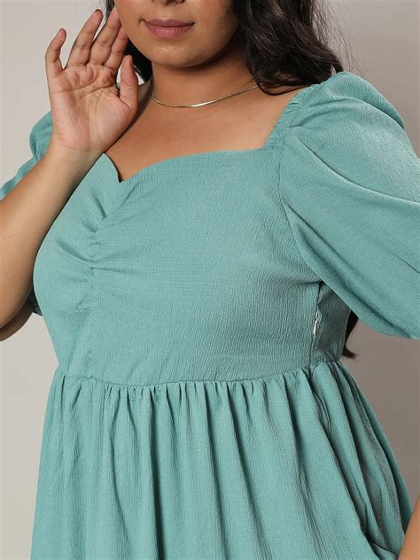 Instafab Plus women'sSage Green Three-Tiered Midi Dress