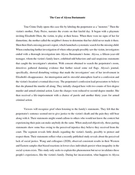 SOLUTION: Case of Alyssa Bustamante Forensic Psychology Analysis ...