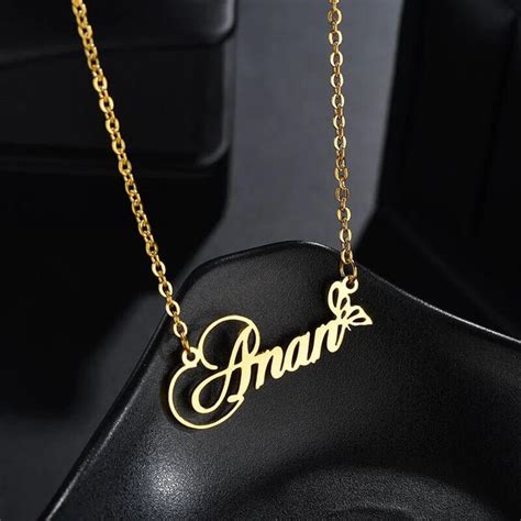 Gold Plated Beautiful Butterfly Name Necklace