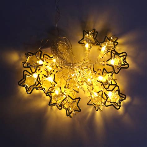Diamond-in-Star 14 LED Golden String Lights