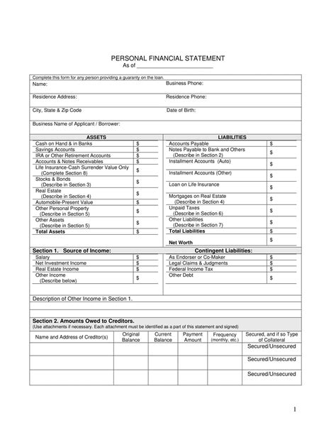 Free Printable Personal Financial Statement Templates [PDF, Word, Excel]