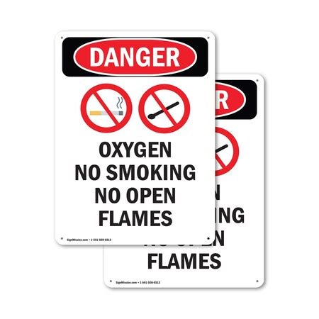 Signmission Oxygen No Smoking No Danger Sign, Aluminum, 7in W x 10in L ...