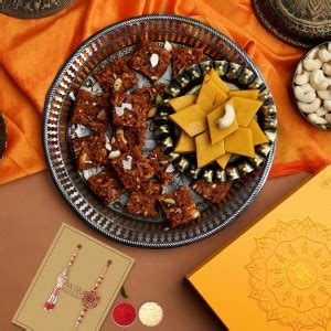 HyperFoods Rakhi for brother and bhabhi with sweets Kesar Katli Dodha ...