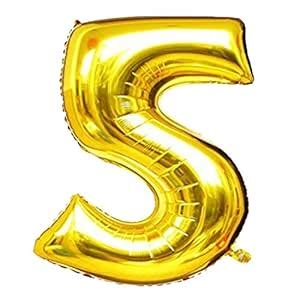 Atpata Funky 5 Number Golden Foil Balloon 40 Inch Size Ideal for 5th ...