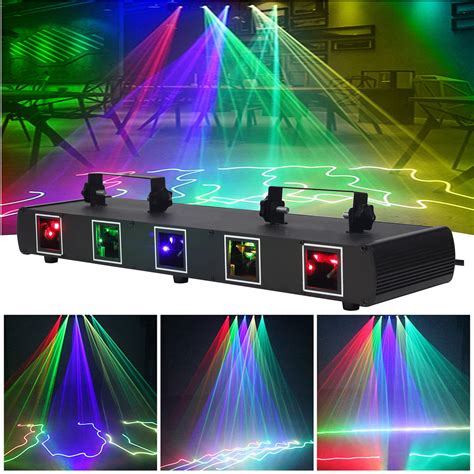 RGBYC Five-hole DJ Laser Light LED Disco Stage Party Lights Sound ...