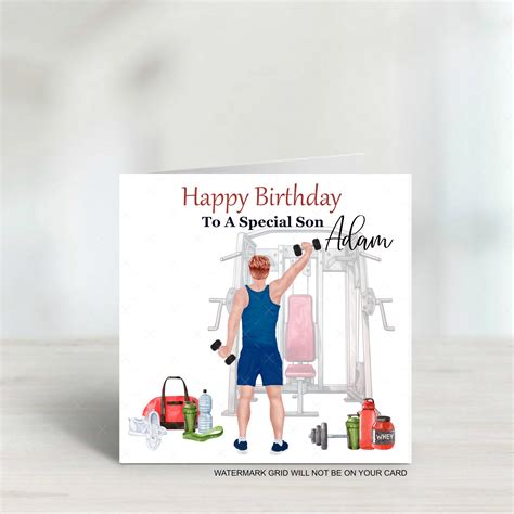 Personalised Mens Birthday Card Gym Fitness for Him Men's Boys Son ...