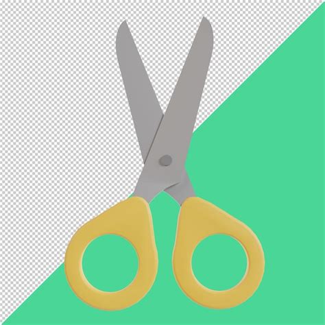 Yellowhandled scissors 3d render illustration | Premium PSD