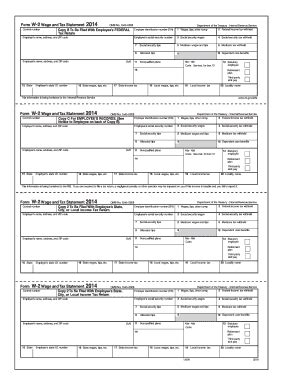 Form W2 Wage And Tax Statement 2014 Control Number OMB No - Fill and ...