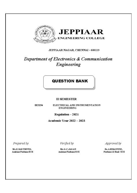 BE3254 - Electrical and Instrumentation Engineering Question Bank - Studocu