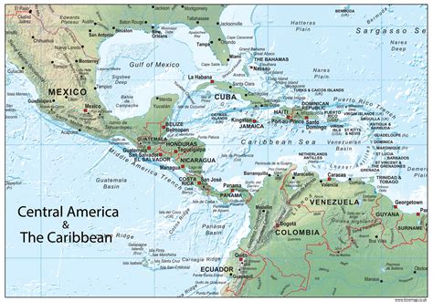 Central America Map With Countries - South And North America Political Map In Mercator ...