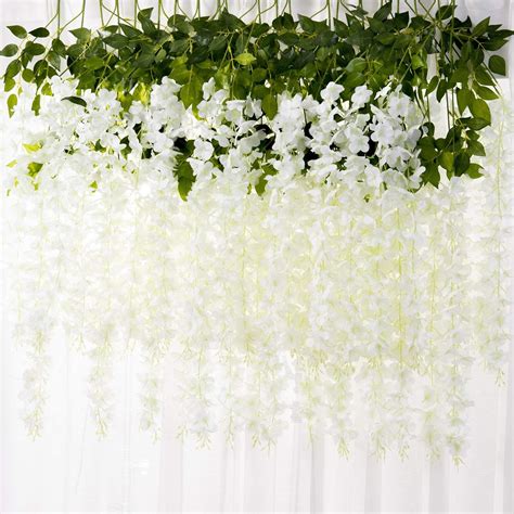 Buy MEHELANY Artificial Hanging Silk Wisteria Flower Vine with Green ...