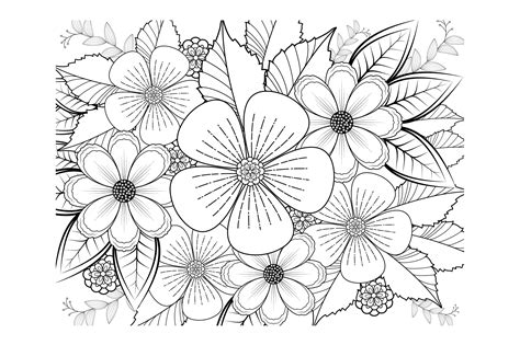 Floral Coloring Page Book for Adults Graphic by stromgraphix · Creative ...