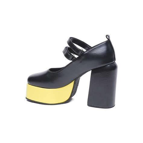 Black Mary Jane Platforms - Color Block Heels - The Quirky Naari