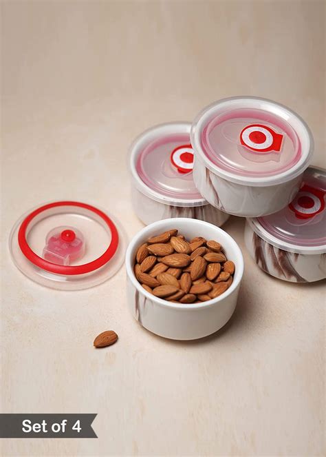 Get Lunch Box Ceramic Bowls with Lid- Set of 4 at ₹ 949 | LBB Shop