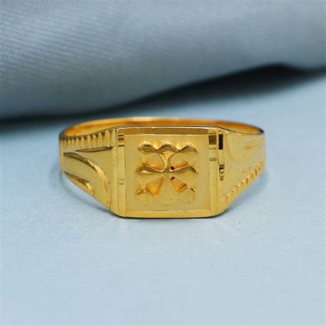 916 22k Yellow Gold Ring Minimalist Handmade Indian Jewelry for Gift ...