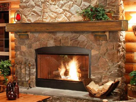 Decor & Tips: Natural Stone Fireplace Mantels With Wood Fireplace ...