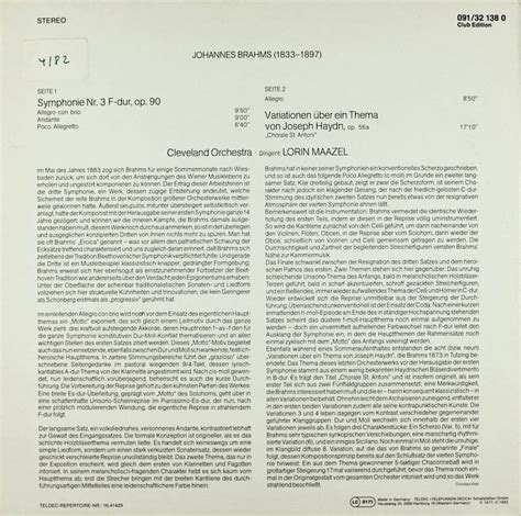 Lorin Maazel. Cleveland Orchestra. Brahms. Symphonie Nr. 3 F-dur, op ...