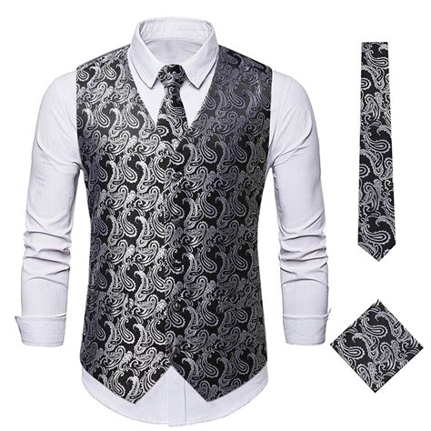 APEXFWDT Mens Dress Vest for Tuxedo, Paisley Vest for Formal Waistcoat ...