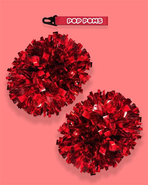 Crimson Red Metallic 6" Pop Poms - I Love Cheer®