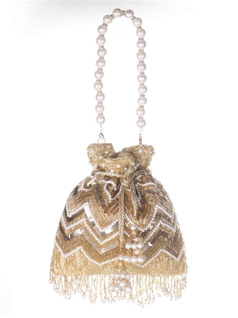 Swisni gold tassel sequins design potli – VRPS Handicrafts