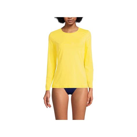Lands' End Women's Crew Neck Long Sleeve Rash Guard UPF 50 Swim Tee ...