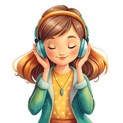 Listening To Music Clip Art Teenage Girl Listening Music Stock Clipart