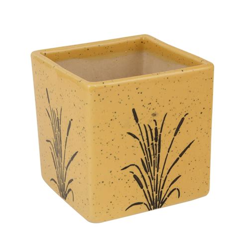 DIVINE TREE Yellow Tree Print Square Shape Ceramic Flower Pot Succulent ...