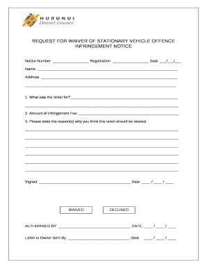 stationary vehicle offence Doc Template | pdfFiller
