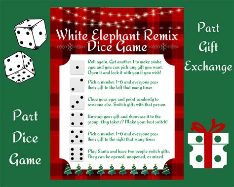 White Elephant Dice Game | Christmas Dice Game | Christmas Gift ...