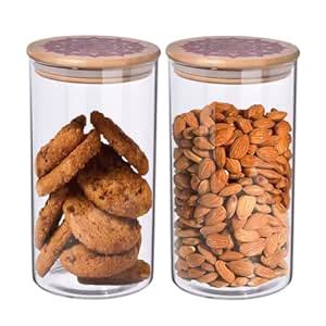Kuber Industries Borosilicate Glass Jar with Printed Bamboo Lid|Kitchen ...