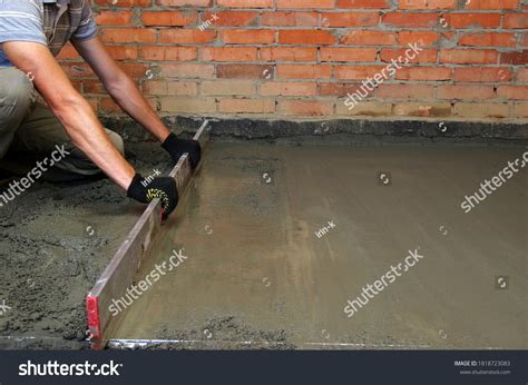 Worker Screeding Indoor Cement Floor Screed Stock Photo 1818723083 ...