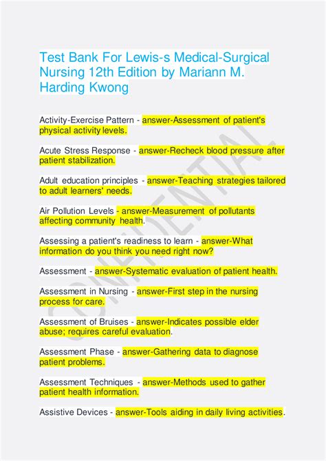 Test Bank For Lewis-s Medical-Surgical Nursing 12th Edition by Mariann ...