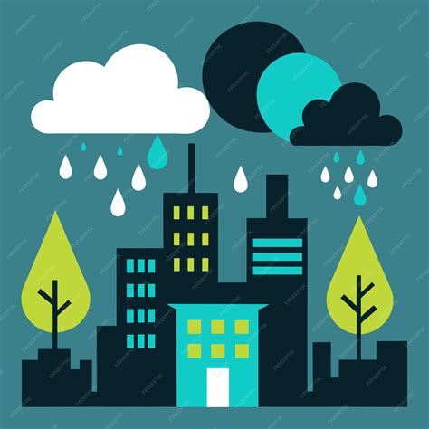Urban air pollution with rain clouds vector illustration | Premium AI ...