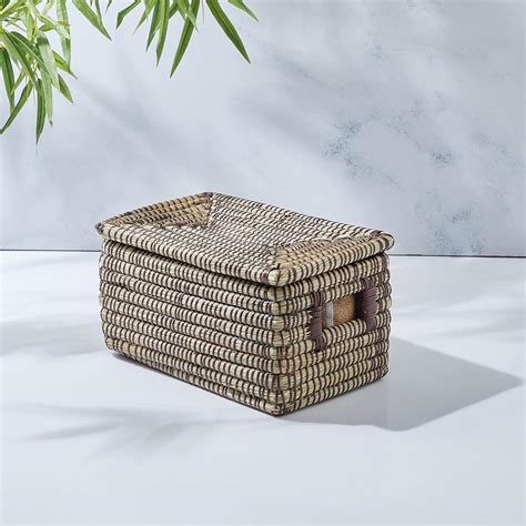 Home Centre Wilton Reed Seagrass Storage Basket with Lid : Amazon.in ...