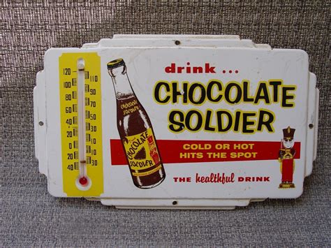 Chocolate Soldier Soda Drink Tin Advertising Thermometer Sign | #2005720232