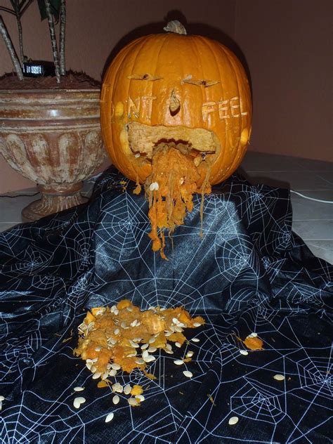 Sick Vomiting Pumpkin for Halloween Decor