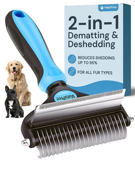 MalsiPree Pet Grooming Brush for Dogs/Cats,2 in 1 Deshedding Tool ...