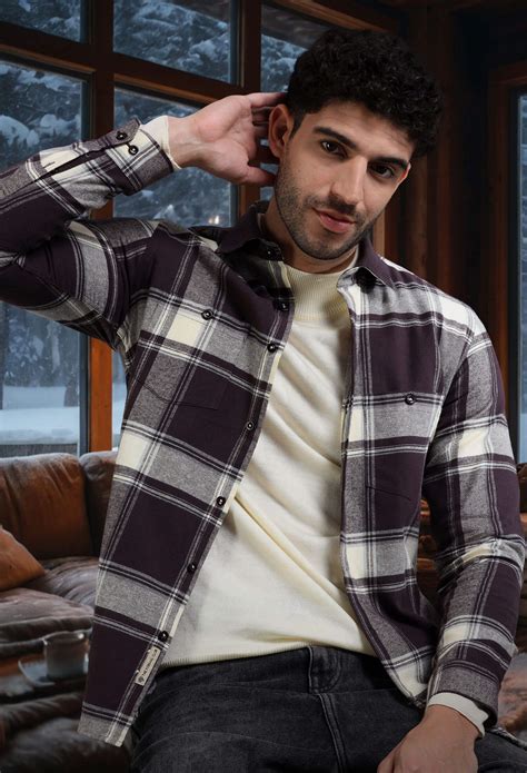 Buy Men’s Lumber Flannel Antique White Check Shirt Online