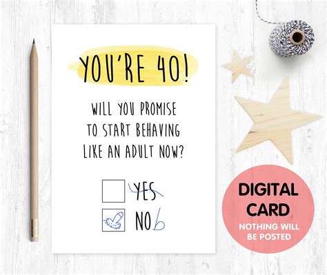 Printable 40Th Birthday Card